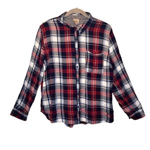 Como Vintage Plaid Soft Lightweight Button-Up Shirt Plus Size XXL